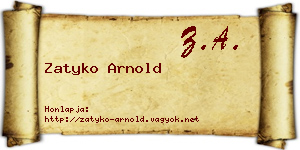 Zatyko Arnold névjegykártya